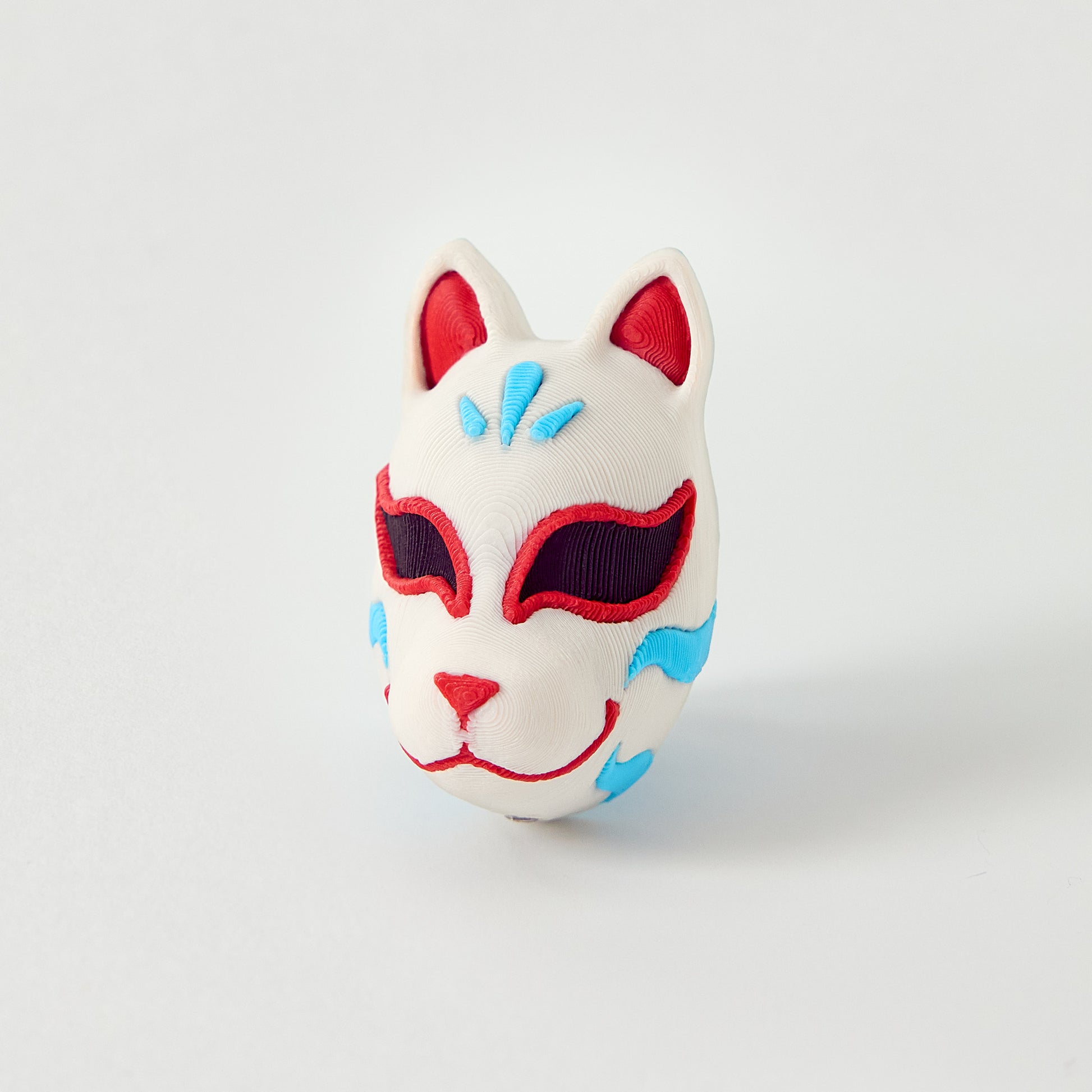 Kitsune Topper — Japanese fox spirit mask effects pedal switch topper front view for 10mm guitar and bass footswitch