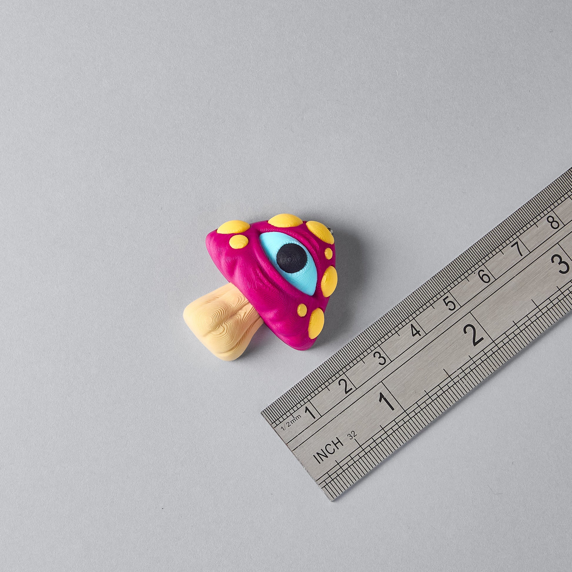 LURK mushroom guitar pedal switch topper next to a ruler for size reference — approximately 4cm tall, Mr.MojoFx Artist Series