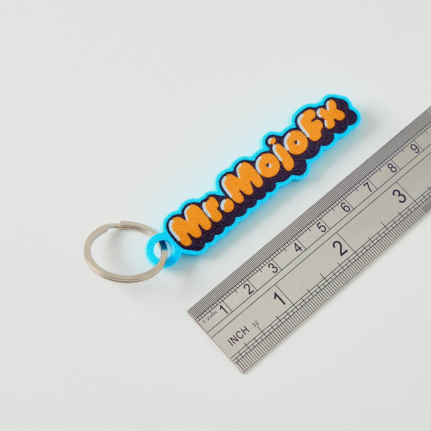 Mr.MojoFx Classic Key Fob — size reference showing 80mm length