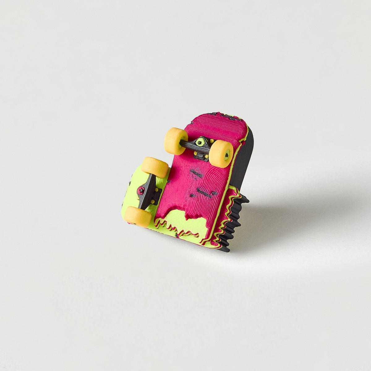 Mr.MojoFX Dogtown Skateboard Deck guitar pedal switch topper – hand-finished broken deck in plum and green