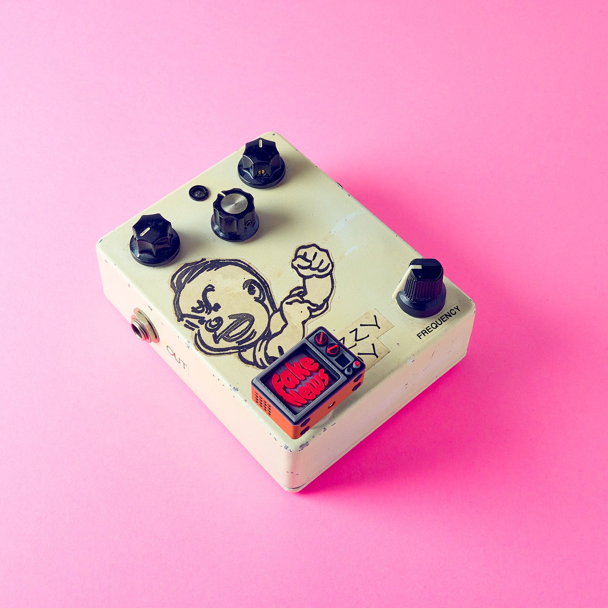 TV Topper mounted on guitar effects pedal footswitch using screw fit system for standard 10mm switches
